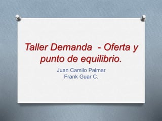 Taller Demanda - Oferta y
punto de equilibrio.
Juan Camilo Palmar
Frank Guar C.
 