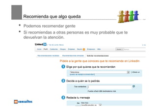 Recomienda que algo queda

•   Podemos recomendar gente
•   Si recomiendas a otras personas es muy probable que te
    devuelvan la atención.




                               167
 