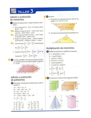Taller de operaciones con expresiones algebraicas | DOCX