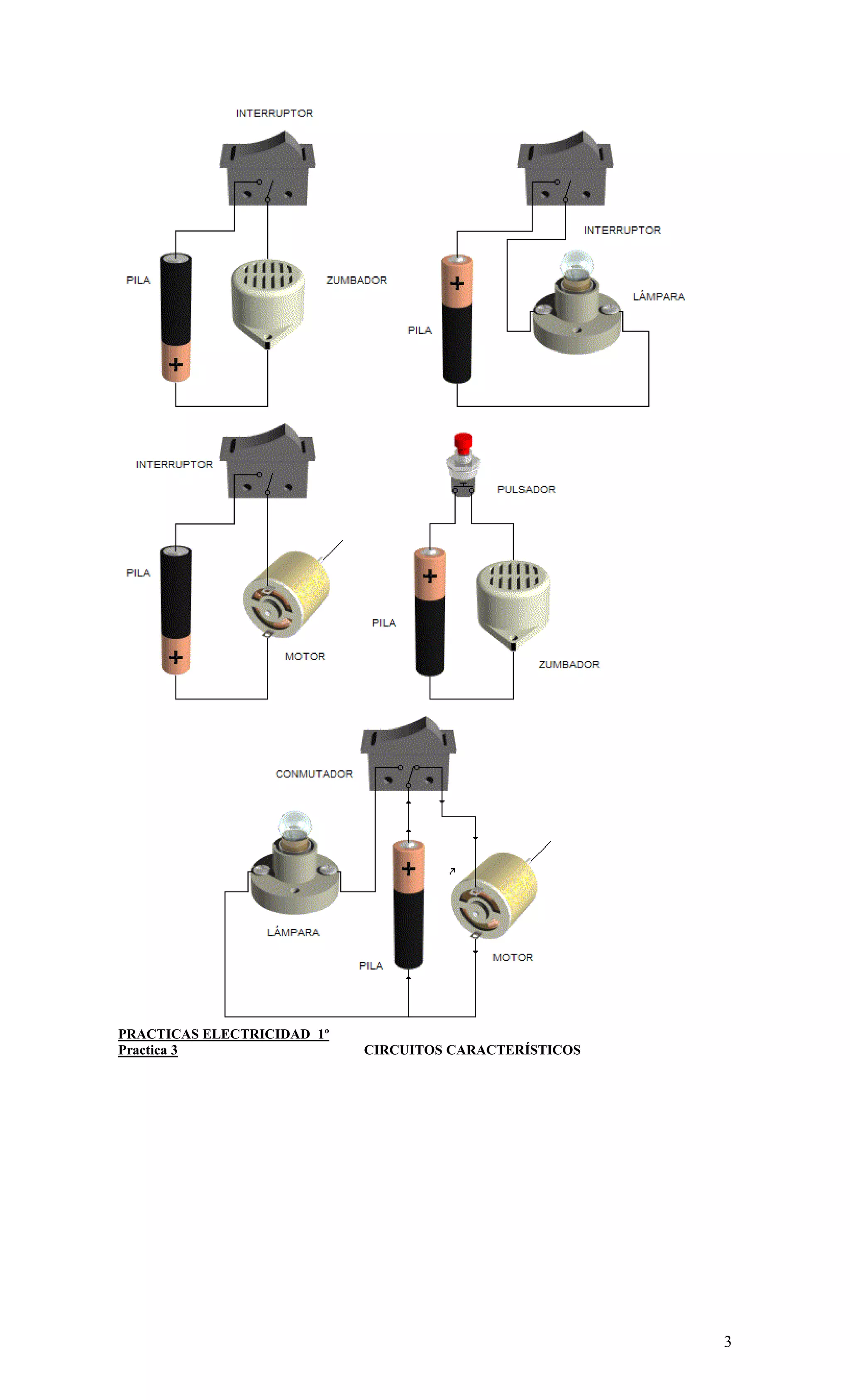 3
PRACTICAS ELECTRICIDAD 1º
Practica 3 CIRCUITOS CARACTERÍSTICOS
 