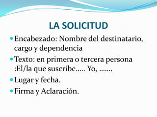 Destinatario y cargo