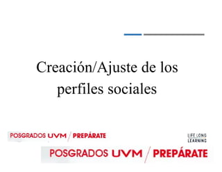 Creación/Ajuste de los
perfiles sociales
 