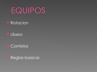 Rotacion Líbero Cambios Reglas basicas 