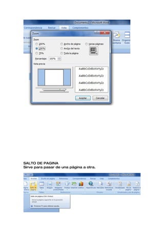 SALTO DE PAGINA
Sirve para pasar de una página a otra.
 