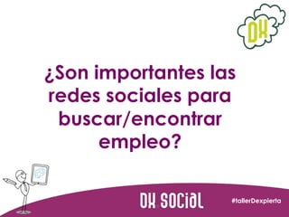 ¿Son importantes las
redes sociales para
buscar/encontrar
empleo?
#tallerDexpierta

 