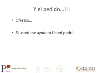 Y el pedido…!!!Ofrezco…Si usted me ayudara Usted podría…