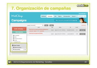 7. Organización de campañas




10/11/11	
  Departamento	
  de	
  Marke.ng	
  -­‐	
  Socialtec	
     24	
  
 