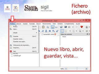 Fichero
(archivo)
Nuevo libro, abrir,
guardar, vista...
 