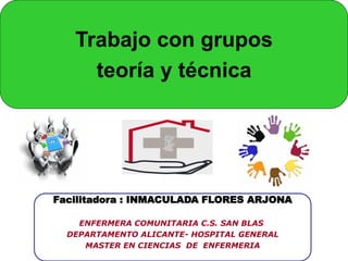 BUENOS DÍAS
Facilitadora : INMACULADA FLORES ARJONA
ENFERMERA COMUNITARIA C.S. SAN BLAS
DEPARTAMENTO ALICANTE- HOSPITAL GE...
