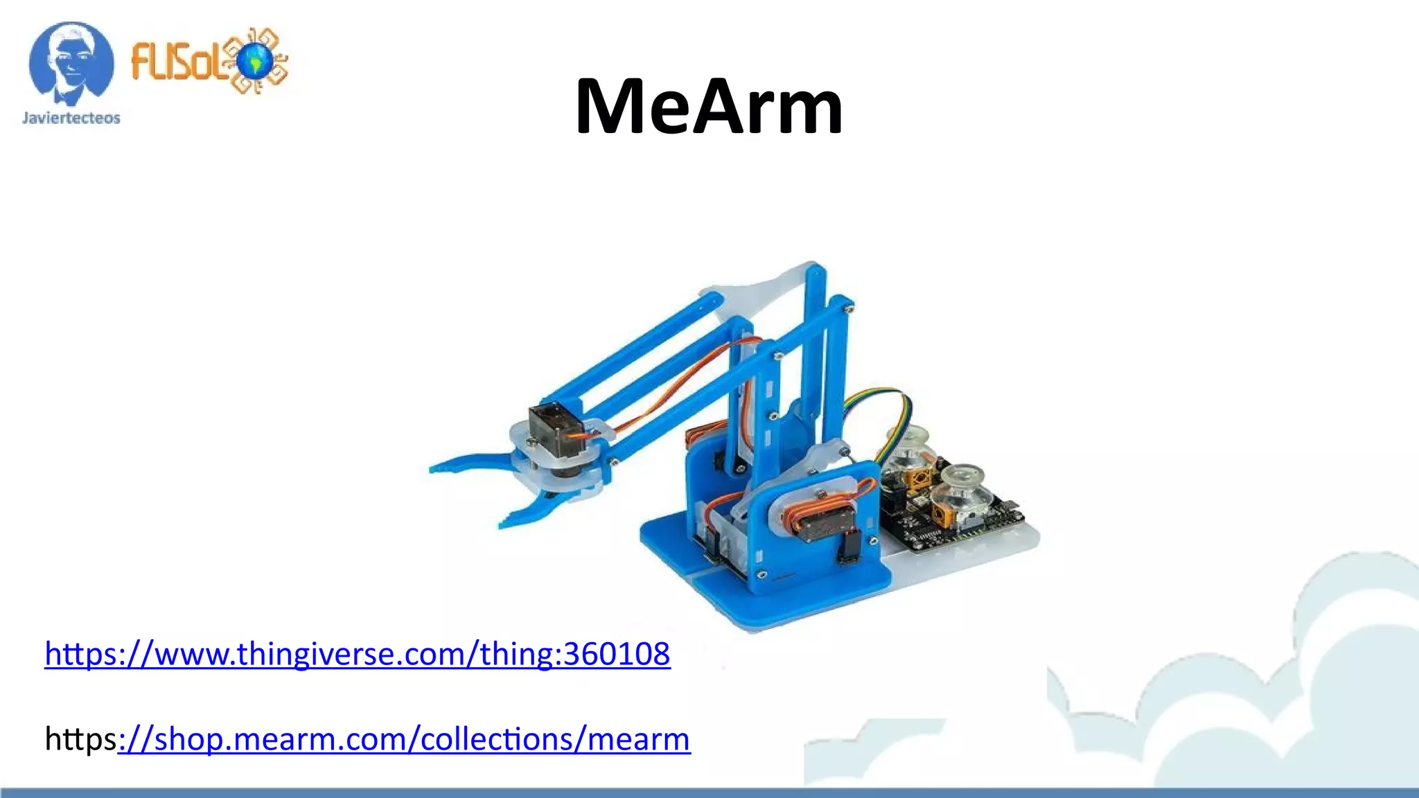 MeArm
https://www.thingiverse.com/thing:360108
https://shop.mearm.com/collections/mearm
 