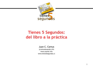 Tienes 5 Segundos: del libro a la práctica Juan C. Camus [email_address] www.usando.info www.tienes5segundos.cl 