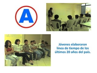 Jóvenes elaboraron línea de tiempo de los últimos 20 años del país.