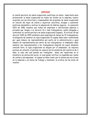 Talleres de salud ocupacional