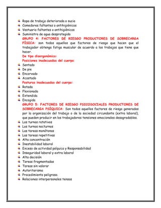 Talleres de salud ocupacional