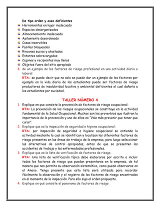 Talleres de salud ocupacional