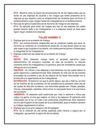 Talleres de salud ocupacional