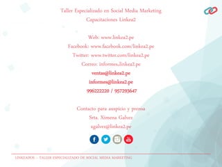 Taller Especializado en Social Media Marketing - sábado 27 Febrero