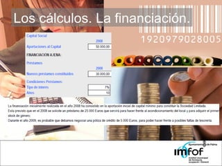 Los cálculos. La financiación. 