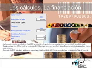 Los cálculos. Balance previsional. 