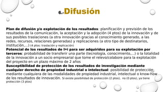 6.-Difusión
Plan de difusión y/o explotación de los resultados: planificación y previsión de los
resultados de la comunica...