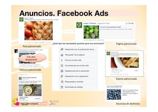 Anuncios. Facebook Ads

Post	
  patrocinado	
  

Pagina	
  patrocinada	
  

9	
  de	
  abril,	
  
desaparecen	
  

Historia	
  patrocinada	
  
Evento	
  patrocinado	
  

App	
  patrocinada	
  

Anuncios	
  de	
  dominios	
  

 