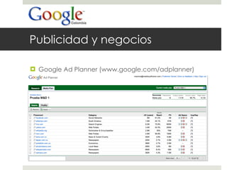 Publicidad y negocios Google Ad Planner (www.google.com/adplanner) 