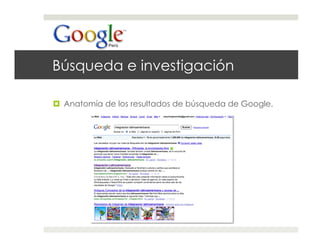 Búsqueda e investigación

  Anatomía de los resultados de búsqueda de Google.
 