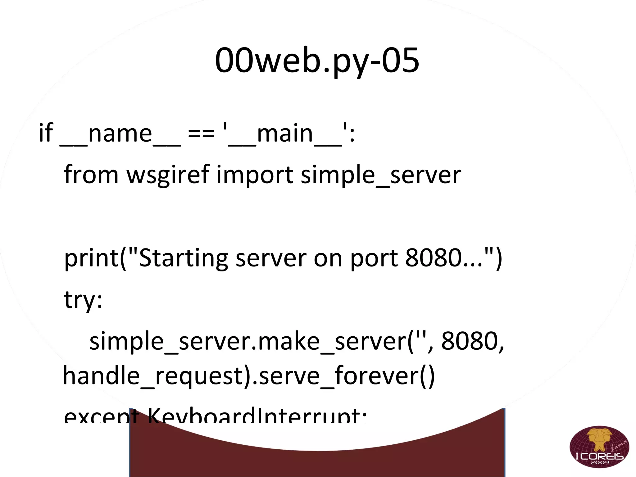 01mysql.py #!/usr/local/bin/python #from sets import ImmutableSet import MySQLdb import os, sys db = MySQLdb.connect( host ="localhost",  user = "root",  passwd = "123456",  db = "extdbcat" ) cursor = db.cursor () f = open("archivo.csv","r") for i in range(1,1050): x = f.readline() f.close() db.close() 