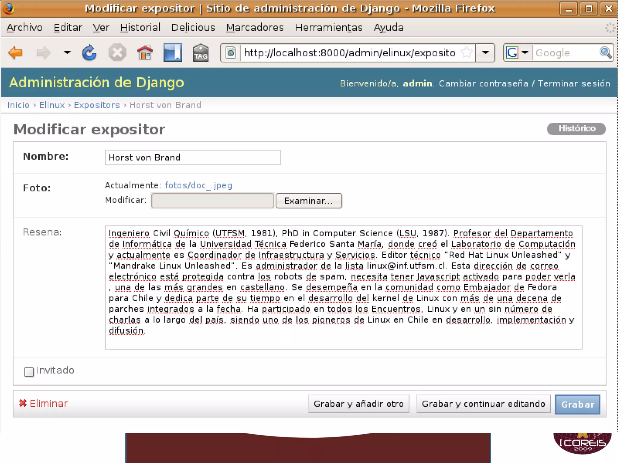 # eldemo/elinux/models.py: from django.db import models from datetime import date class Noticia(models.Model):   fecha = models.DateField(   default=date.today)   titulo = models.CharField(max_length=80)   contenido = models.TextField() 