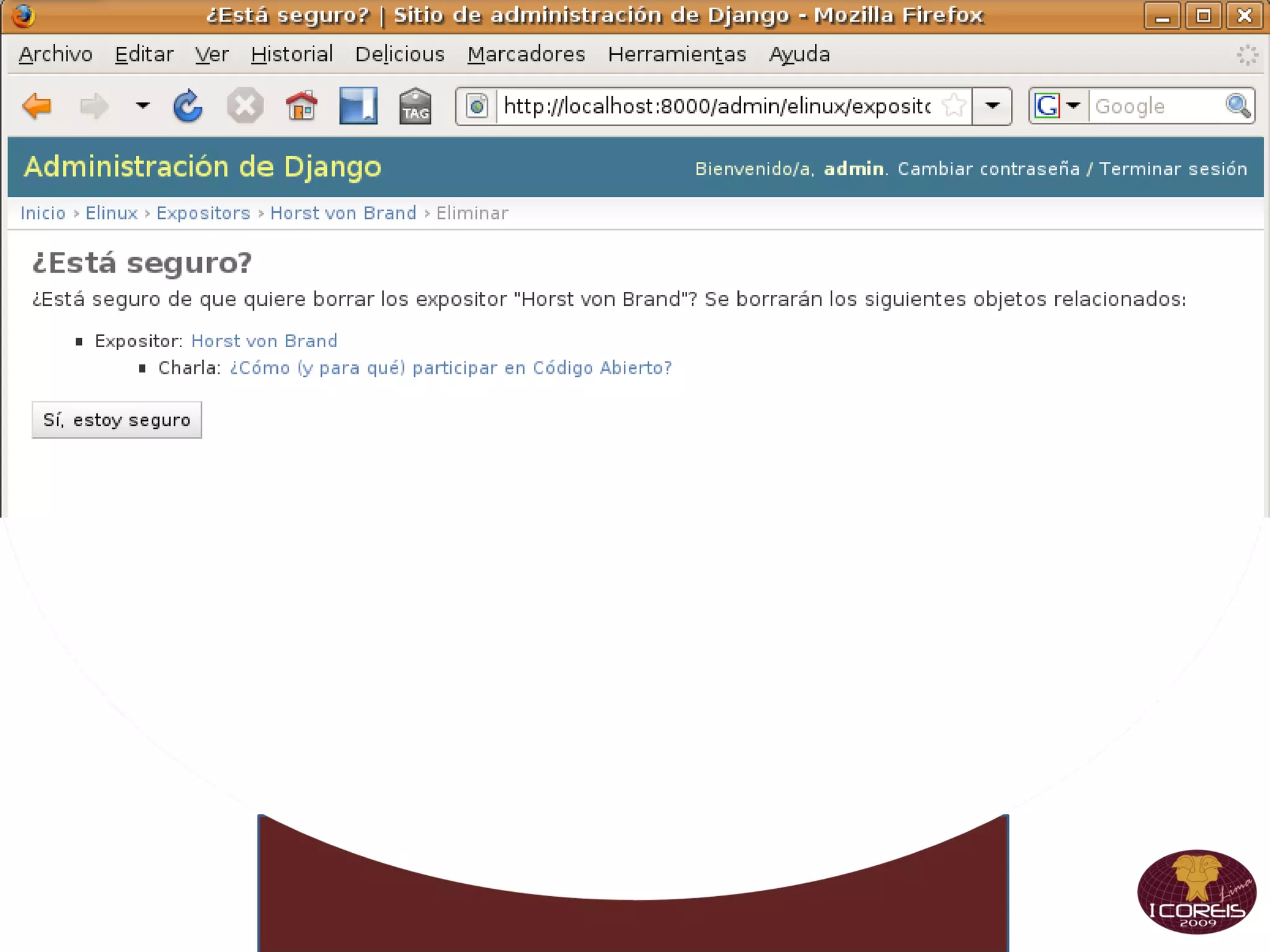 class Expositor(models.Model):   nombre = models.CharField(max_length=80,   unique=True)   foto = models.ImageField(   upload_to="fotos")   resena = models.TextField(null=True,   blank=True)   invitado = models.BooleanField() 