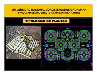 UNIVERSIDAD NACIONAL JORGE BASADRE GROHMANN
   FACULTAD DE ARQUITECTURA, URBANISMO Y ARTES


        TIPOLOGIAS DE PLANTAS
 