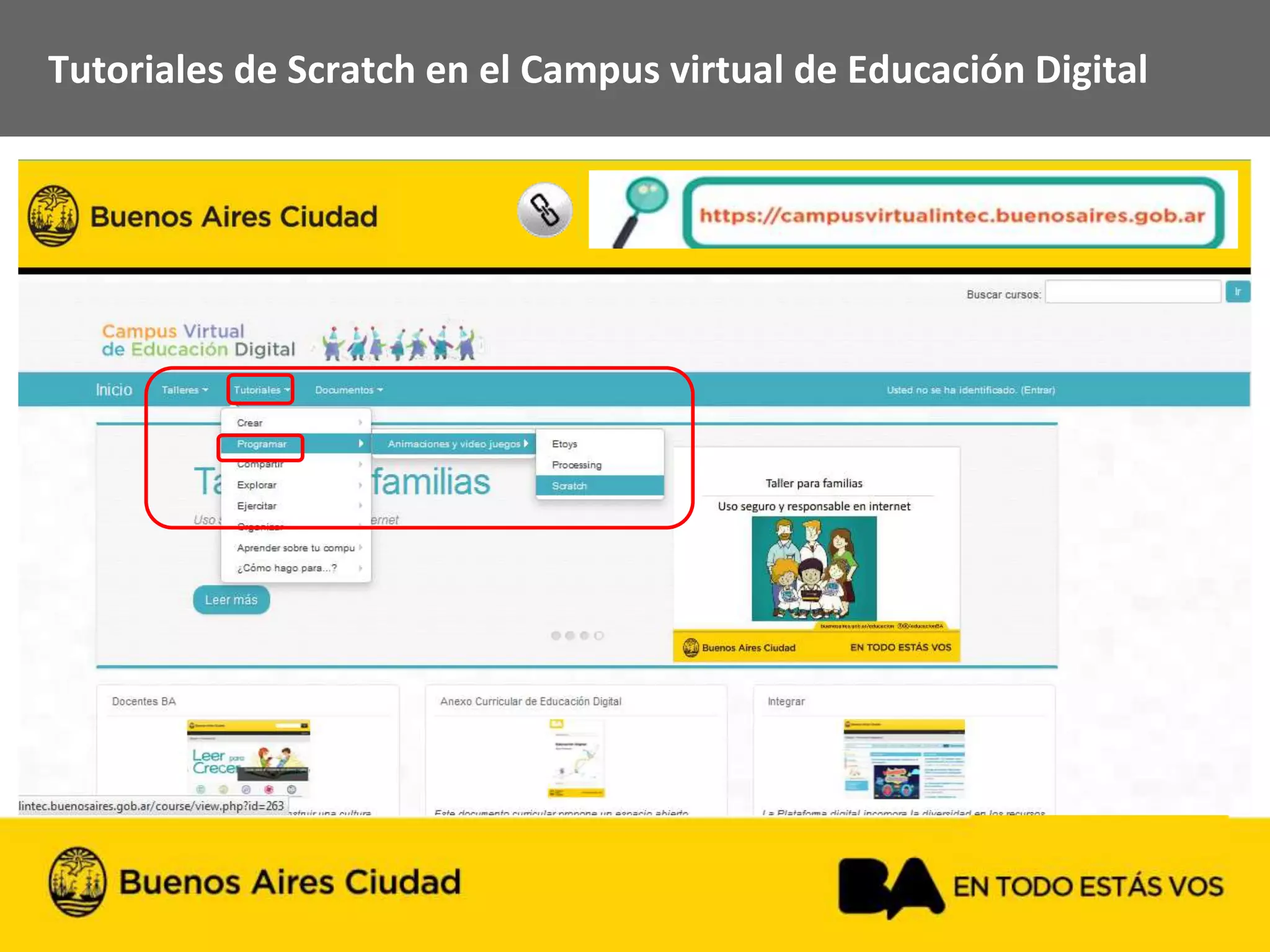Tutoriales de Scratch en el Campus virtual de Educación Digital
 