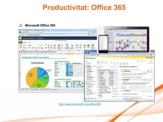 Productivitat: Office 365

   Microsoft Office 365




                           http://www.microsoft.com/office365
 