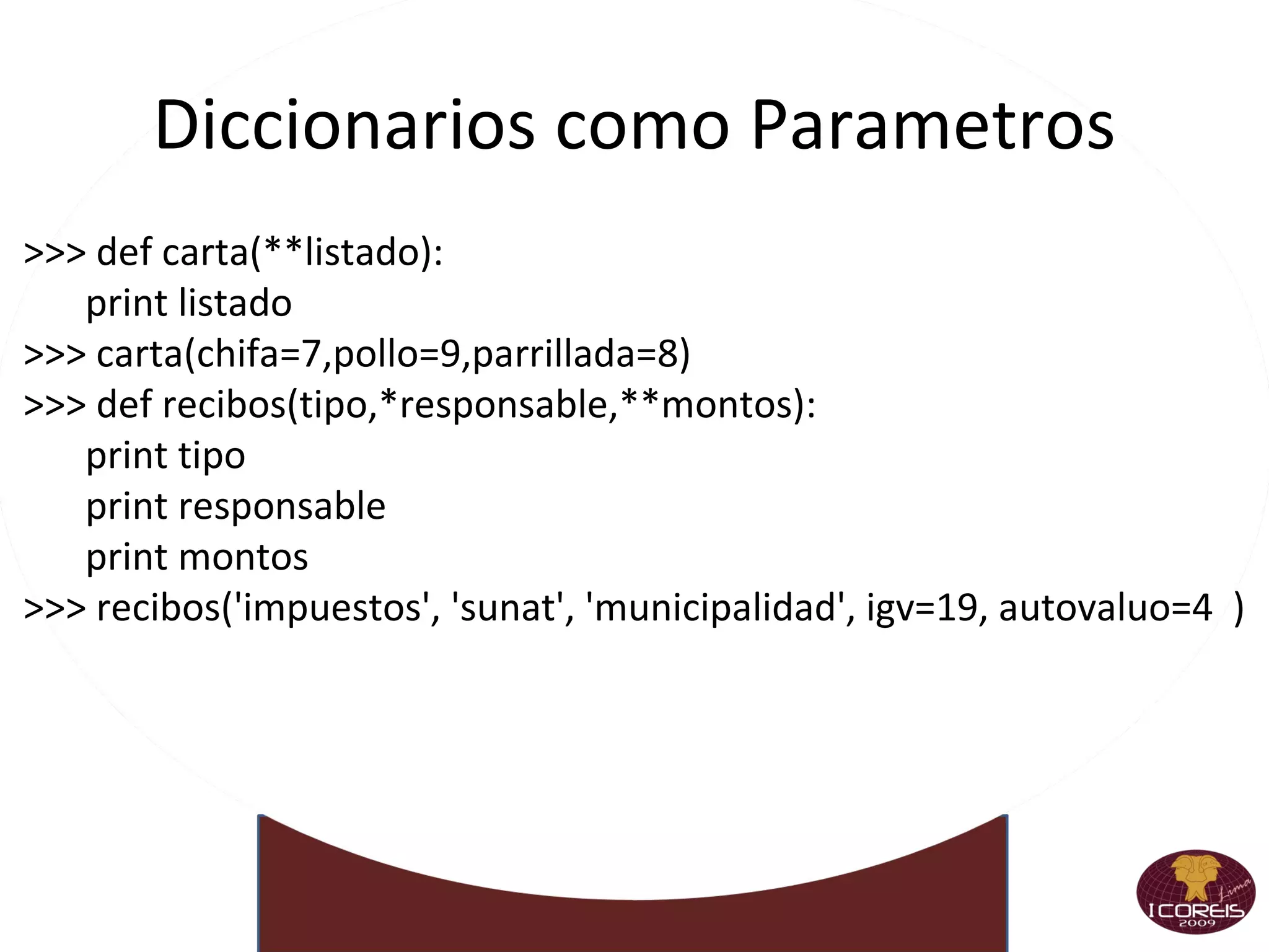 Concatenando Números con Cadenas >>> ns = 28 >>> ns + 1 >>> ns >>> print "Hoy!!!. La pasare con " + ns+ " Amigos" >>> num1 = str(40)‏ >>> print "Hoy!!!. La pasare con " + num1 + " Amigos... Somos" >>> num2 = 4 >>> print "El Rector Padilla(\"repite el plato\") con " +`num2` + " a favor" 