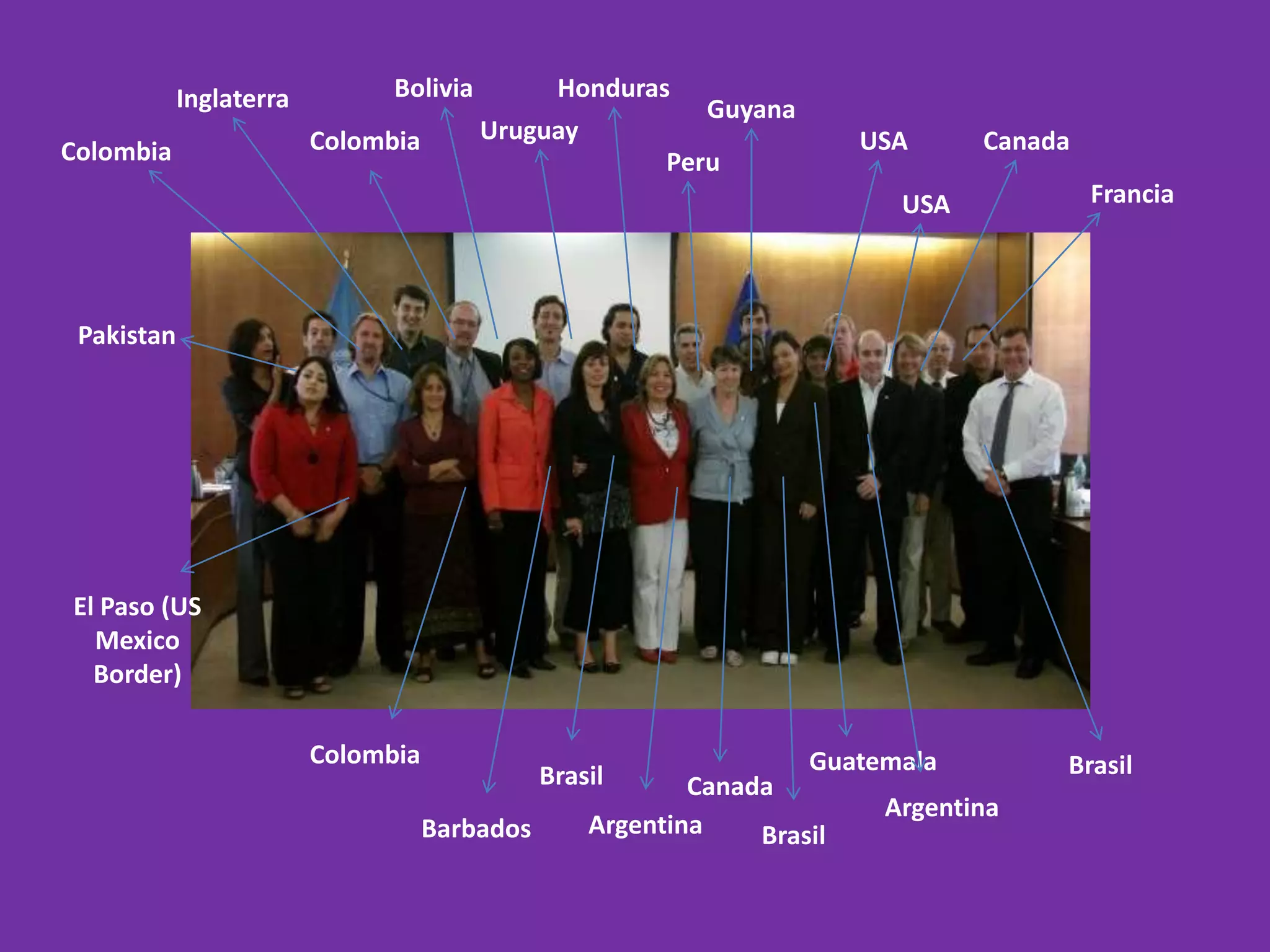 BoliviaHondurasInglaterraGuyanaUruguayColombiaUSACanadaColombiaPeruFranciaUSAPakistanEl Paso (US Mexico Border)ColombiaGuatemalaBrasilBrasilCanadaArgentinaArgentinaBarbadosBrasil