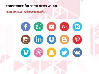 REDES SOCIALES - ¿DÓNDE PUBLICARÁS?
CONSTRUCCIÓNDE TU OTRO YO 2.0
 