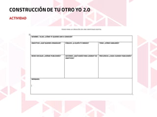 ACTIVIDAD
CONSTRUCCIÓNDE TU OTRO YO 2.0
 