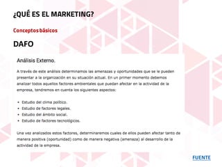Conceptosbásicos
FUENTE
¿QUÉ ES EL MARKETING?
DAFO
 