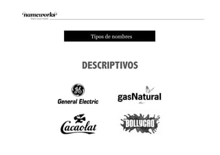 tTipos de nombres
DESCRIPTIVOS
 