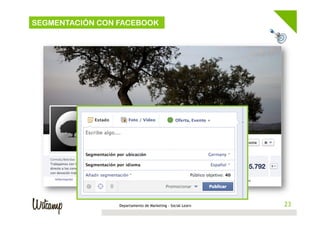SEGMENTACIÓN CON FACEBOOK

Departamento de Marketing - Social Learn

23
23

 