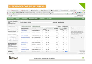 5. PLANIFICADOR DE PALABRAS

Departamento de Marketing - Social Learn

30
30	
  

 
