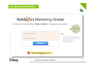 LAS BUENAS NOTICIAS…

hEp://marke4ng.grader.com/	
  

Departamento de Marketing - Social Learn

66

 