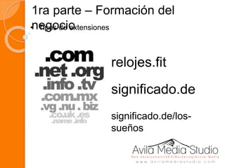 1ra parte – Formación del
negocio• Tipos de extensiones
relojes.fit
significado.de
significado.de/los-
sueños
 