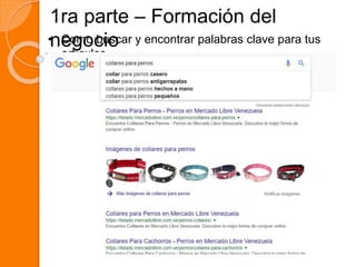 1ra parte – Formación del
negocio• Como buscar y encontrar palabras clave para tus
artículos
 