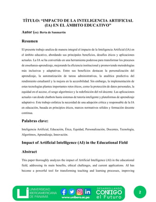“Impacto de la Inteligencia Artificial (IA) en el Ámbito Educativo” | PDF