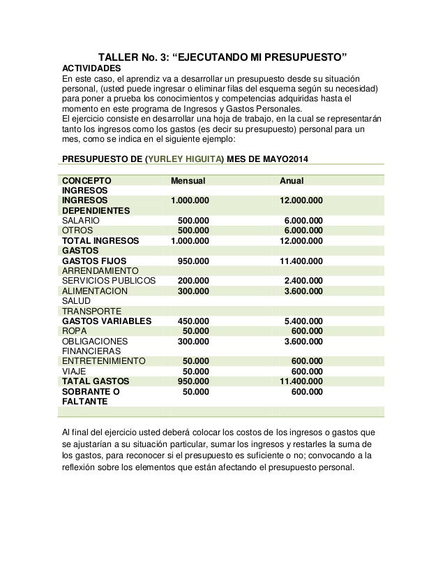 mi presupuesto