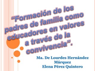 Ma. De Lourdes Hernández 
Márquez 
Elena Pérez Quintero 
 
