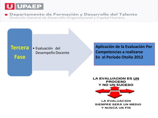 Aplicación de la Evaluación Por
Competencias a realizarse
En el Período Otoño 2012
 