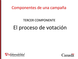 Componentes de una campaña 
TERCER COMPONENTE 
El proceso de votación 
 