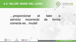 …proporcionar el bien o
servicio incorrecto de forma
correcta es…muda!
4.4. VALOR: BASE DEL LEAN
 